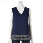 Women's Dana Buchman Jacquard Fringe-hem Top, Size: Medium, Blue