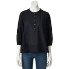 Women's Lc Lauren Conrad Scalloped Eyelet Top, Size: Xxl, Black