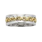 14k Gold Two Tone Scrollwork Wedding Band - Men, Size: 11, Multicolor