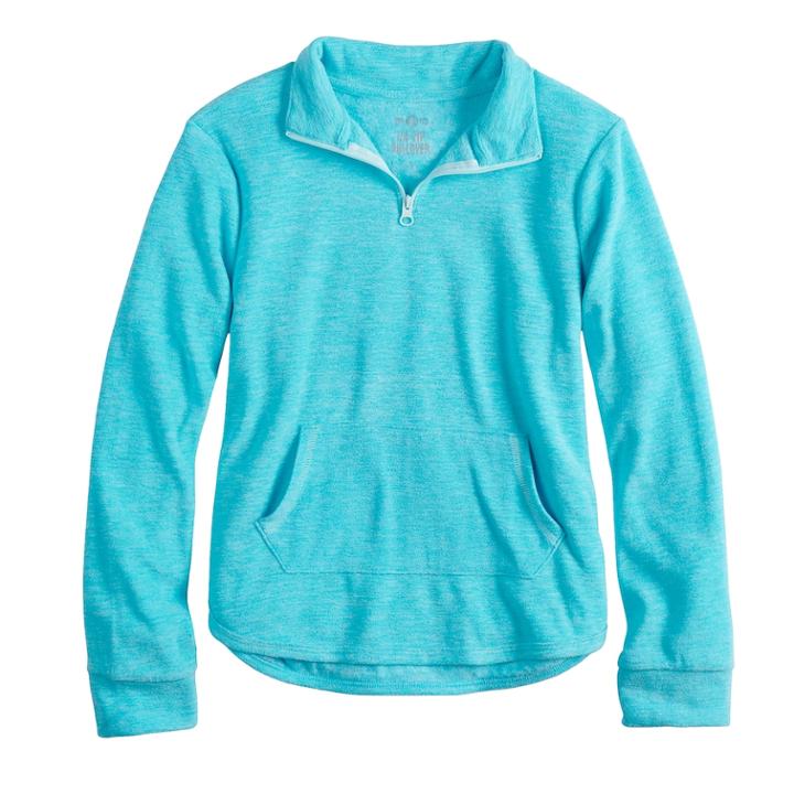 Girls 7-16 & Plus Size So&reg; Quarter-zip Microfleece Pullover, Size: 20 1/2, Med Blue