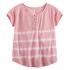 Girls 7-16 Mudd&reg; Lace-up Raglan Tie-dye Tee, Size: 10, Light Pink