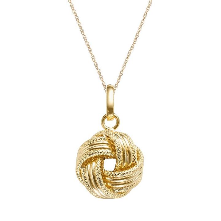 14k Gold Textured Love Knot Pendant, Women's, Size: 18, Yellow