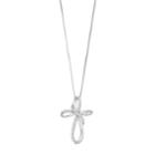 Timeless Sterling Silver Cubic Zirconia Cross Pendant Necklace, Women's, White
