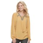 Petite Sonoma Goods For Life&trade; Lace-up Gauze Peasant Top, Women's, Size: Xs Petite, Gold