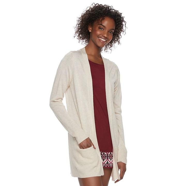 Juniors' Pink Republic Open-front Cardigan, Teens, Size: Medium, Lt Beige