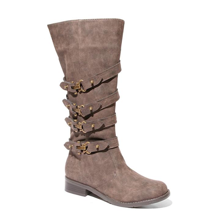 2 Lips Too Joe Women's Buckle Riding Boots, Size: Medium (11), Brown