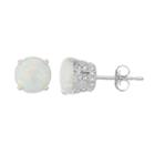 Sterling Silver Simulated Opal & Lab-created White Sapphire Stud Earrings, Women's