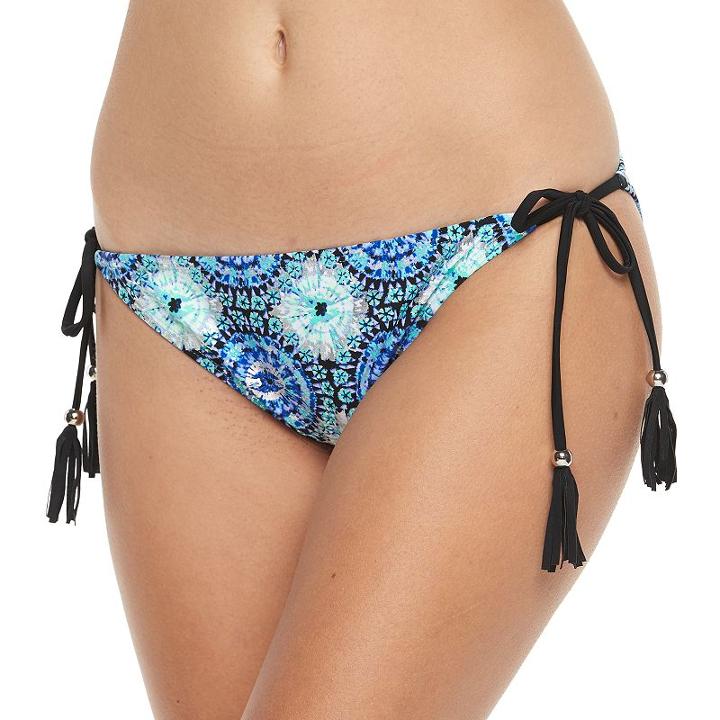Mix And Match Medallion Foiled Bikini Bottoms, Size: Large, Blue (navy)