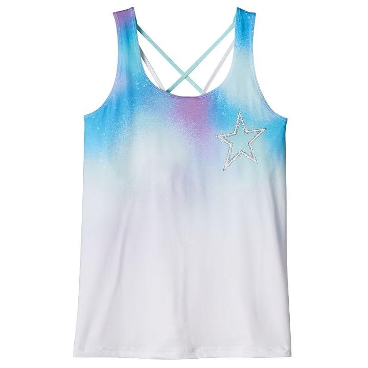 Girls 7-16 So&reg; Criss-cross Performance Tank Top With Built-in Bra, Girl's, Size: 10, Turquoise/blue (turq/aqua)