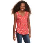 Juniors' Love, Fire Printed Slubbed Lace-up Tank, Teens, Size: Xs, Red