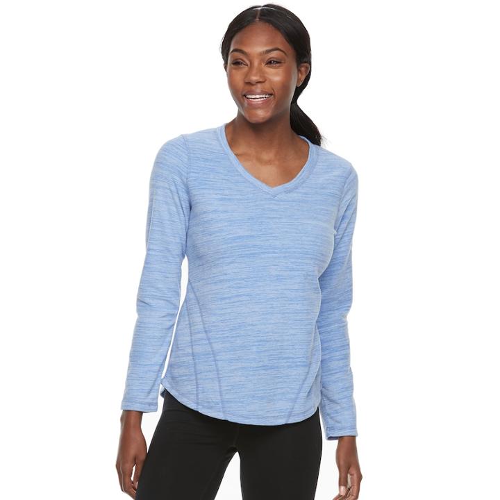Women's Tek Gear&reg; Microfleece V-neck Tee, Size: Xs, Med Blue