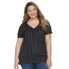 Plus Size Apt. 9&reg; Essential V-neck Tee, Women's, Size: 4xl, Black