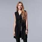 Women's Simply Vera Vera Wang Simply Separates Long Vest, Size: Large, Black