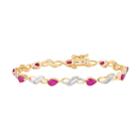 10k Gold Ruby & Diamond Accent Double Infinity Link Bracelet, Women's, Size: 7.5, Red
