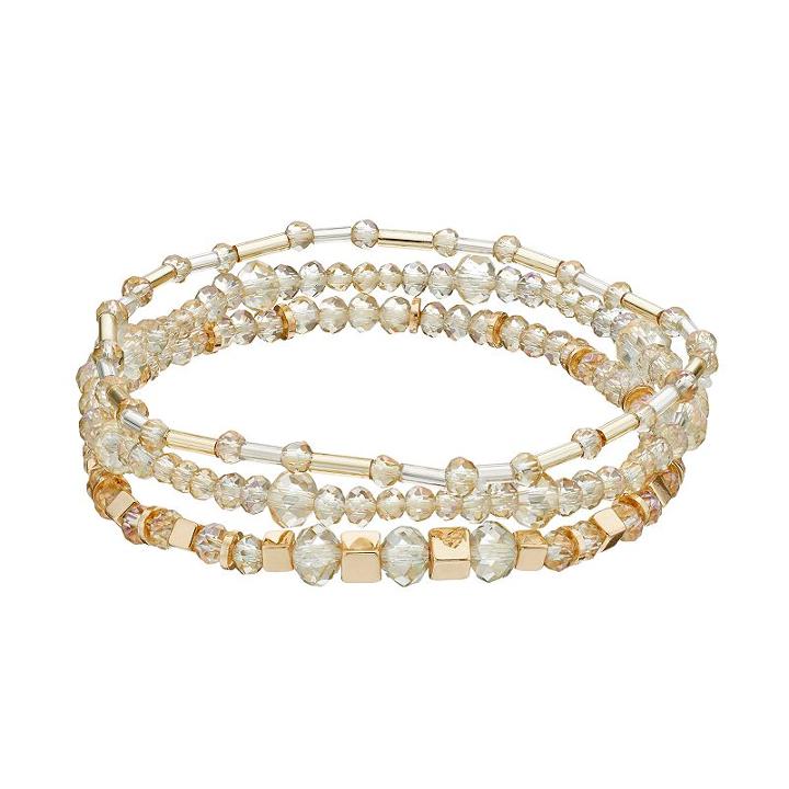 Lc Lauren Conrad Beaded Stretch Bracelet Set, Women's, Gold
