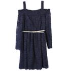 Girls 7-16 Speechless Off Shoulder Lace Belted Dress, Size: 12, Blue (navy)