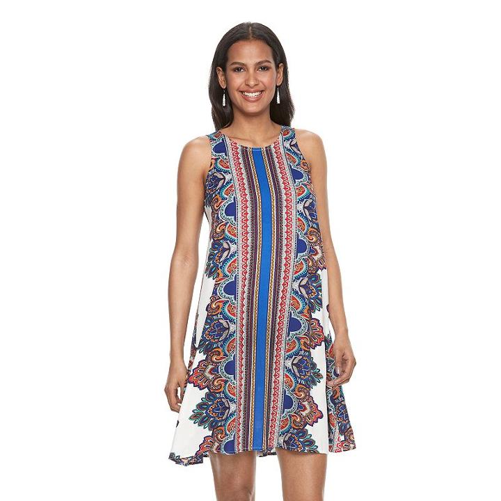 Women's Msk Paisley Striped Shift Dress, Size: Xl, Light Blue