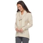 Petite Sonoma Goods For Life&trade; Cable-knit Scarf & Sweater, Women's, Size: Xs Petite, Lt Beige