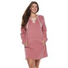 Juniors' Plus Size So&reg; Lace-up Hooded Popover Dress, Teens, Size: 1xl, Med Pink