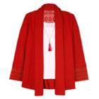 Girls 7-16 Iz Amy Byer Lace Back Hatchi Knit Cozy Top With Necklace, Girl's, Size: Medium, Red