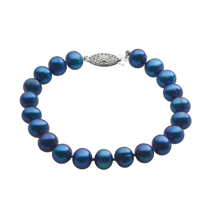 Pearlustre By Imperial Dyed Freshwater Cultured Pearl Sterling Silver Bracelet, Women's, Size: 8, Blue