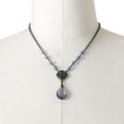 1928 Bead Flower And Teardrop Y Necklace, Women's, Size: 16, Blue