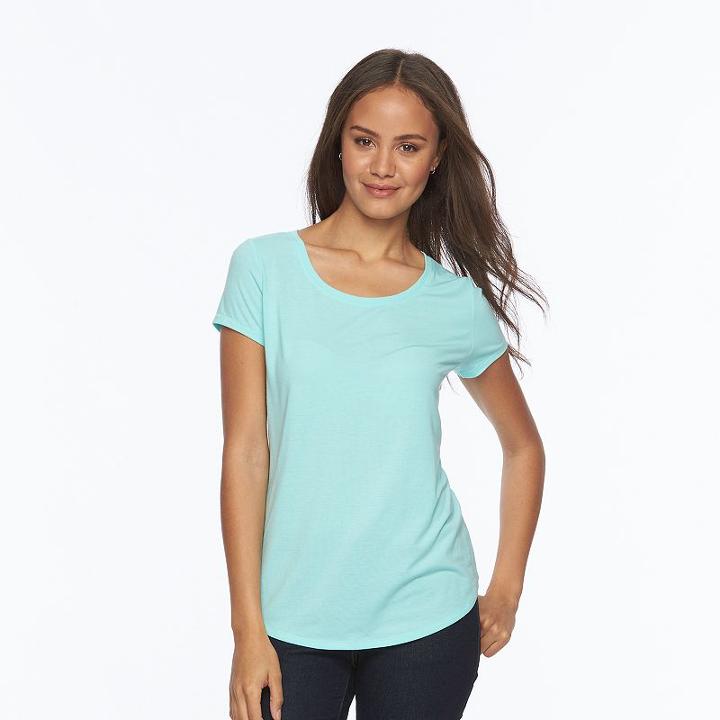 Juniors' So&reg; Short Sleeve Scoopneck Tee, Girl's, Size: Xs, Turquoise/blue (turq/aqua)