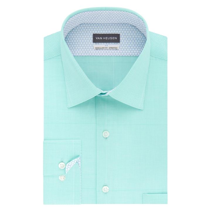 Men's Van Heusen Air Regular-fit Stretch Dress Shirt, Size: 15-32/33, Green