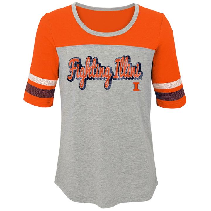 Girls 7-16 Illinois Fighting Illini Fan-tastic Tee, Size: M 10-12, Grey
