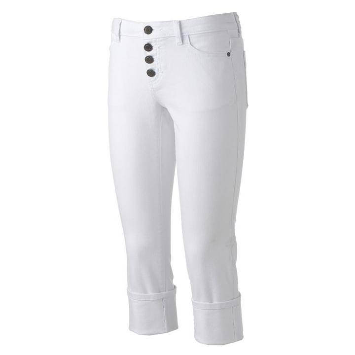 Petite Simply Vera Vera Wang Button-fly Capri Jeans, Women's, Size: 4 Petite, White