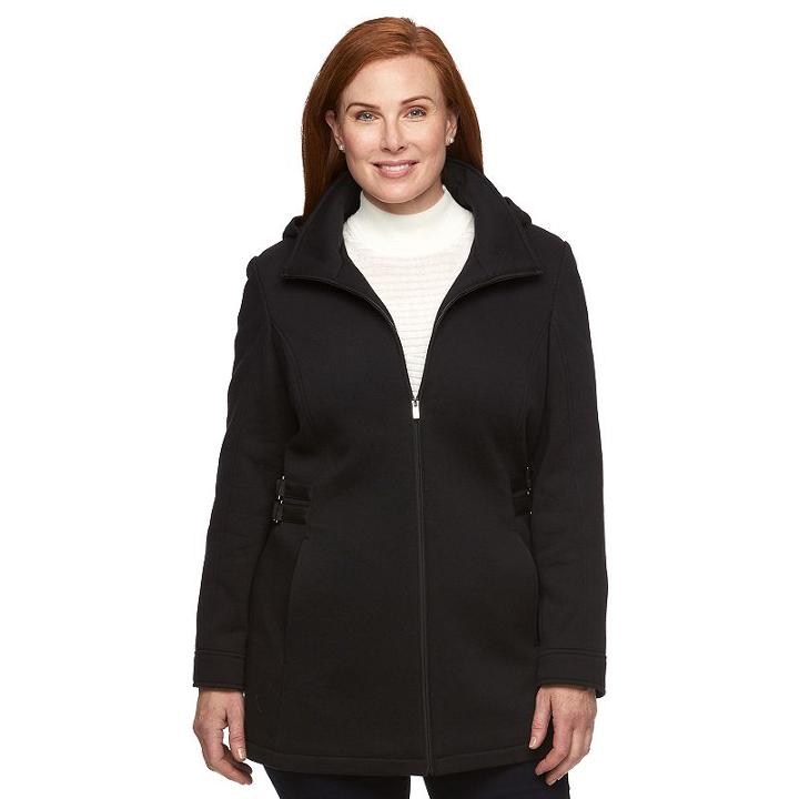 Plus Size Croft & Barrow&reg; Hooded Buckle Fleece Jacket, Women's, Size: 1xl, Black