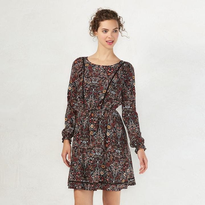 Women's Lc Lauren Conrad Swiss Dot Shift Dress, Size: Medium, Black