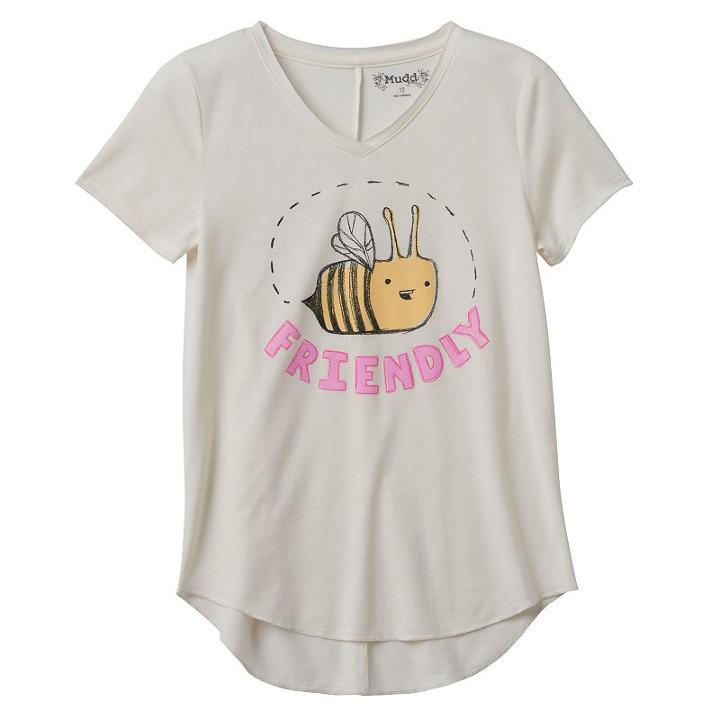 Girls 7-16 & Plus Size Mudd&reg; Seamed Back High-low Hem Graphic Tee, Girl's, Size: 20 1/2, White Oth