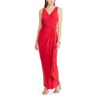 Women's Chaps Surplice Drape-front Full-length Dress, Size: 14, Red