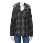 Juniors' Urban Republic Wool Blend Peacoat, Teens, Size: Large, Dark Grey