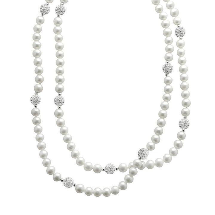 Pearlustre By Imperial Freshwater Cultured Pearl & Crystal Sterling Silver Station Necklace, Women's, Size: 36, White