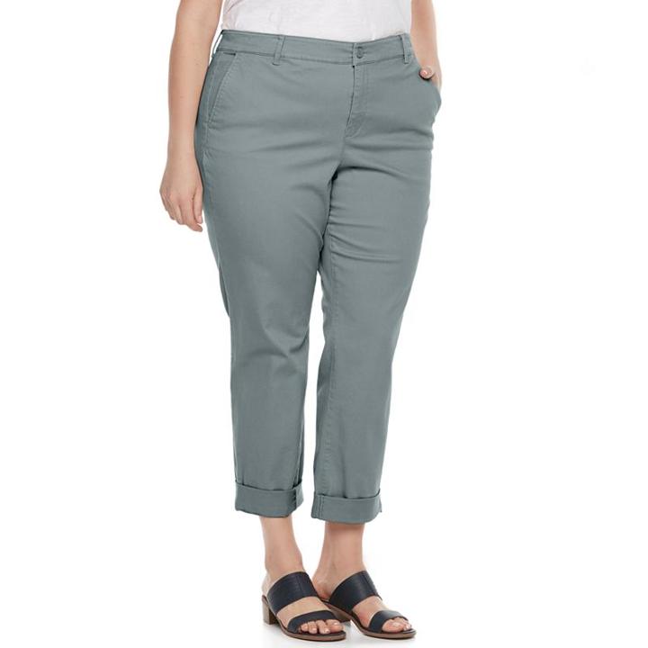 Plus Size Gloria Vanderbilt Rowan Roll-up Capris, Women's, Size: 22 - Regular, Green