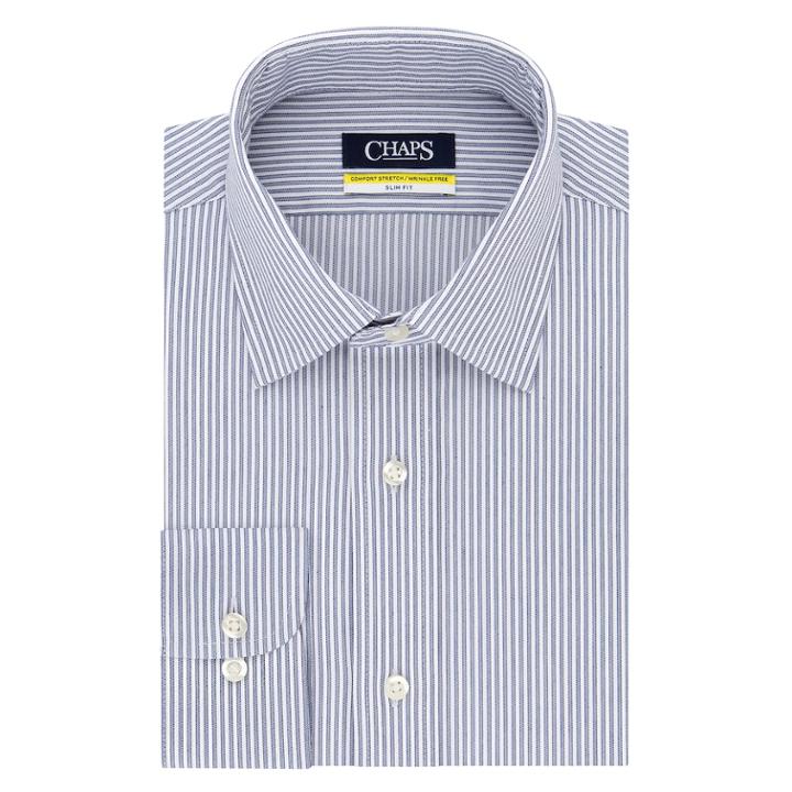 Men's Chaps Regular Fit Comfort Stretch Spread Collar Dress Shirt, Size: 15.5-32/33, Blue (navy)