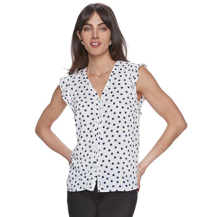 Women's Elle&trade; Flutter Top, Size: Medium, White