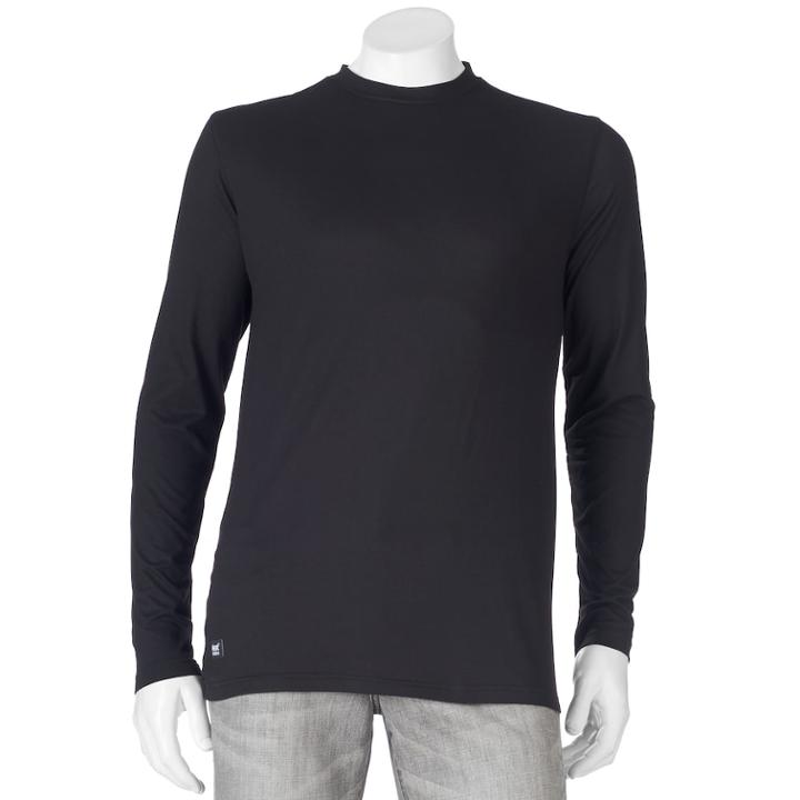 Men's Heat Holders Comfort Stretch Base Layer Performance Crewneck Tee, Size: Large, Black