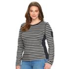 Plus Size Chaps Striped Pocket Tee, Women's, Size: 3xl, Grey Other