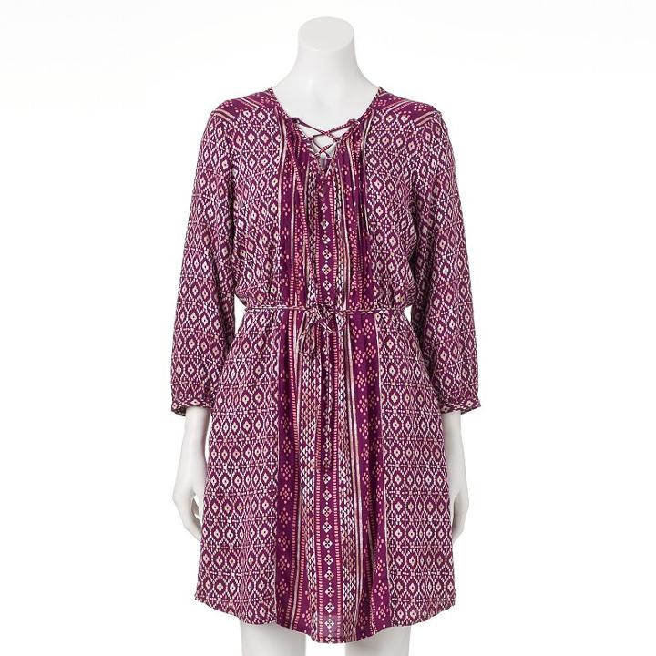 Women's Sonoma Goods For Life&trade; Lace-up Peasant Dress, Size: Xl, Purple