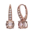 Simulated Morganite And Lab-created White Sapphire 14k Rose Gold Over Silver Drop Earrings, Women's, Pink