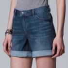 Women's Simply Vera Vera Wang Cuffed Jean Shorts, Size: 16, Turquoise/blue (turq/aqua)