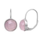 Sterling Silver Rose Quartz Leverback Earrings, Women's, Pink