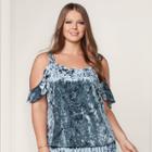 Lc Lauren Conrad Runway Collection Velvet Cold-shoulder Top - Plus Size, Women's, Size: 0x, Blue