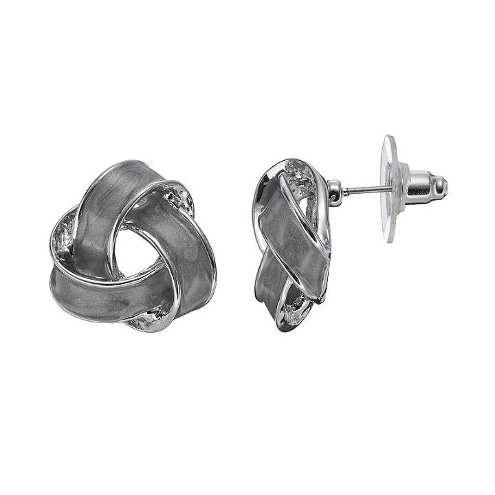 Gray Love Knot Nickel Free Drop Earrings, Women's, Med Grey