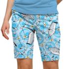 Women's Loudmouth Martini Print Bermuda Golf Shorts, Size: 8, Light Blue