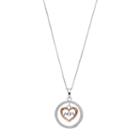 Timeless Sterling Silver Cubic Zirconia Mom Heart & Circle Pendant Necklace, Women's