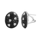 2 1/4 Carat T.w. Black & White Diamond Sterling Silver Heart Button Stud Earrings, Women's